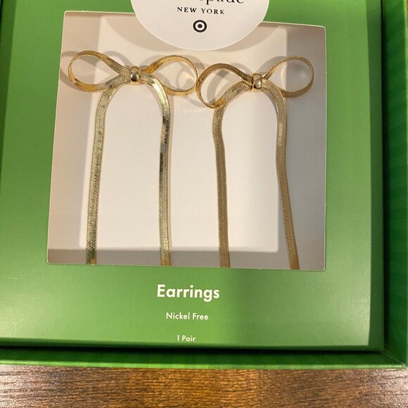 Kate Spade Linear Bow Earrings Gold - Picture 2 of 7